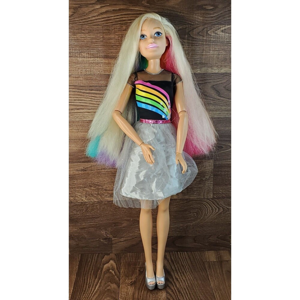 Barbie Rainbow Sparkle Hair My Size Best Friend Doll 28" Mattel 2013